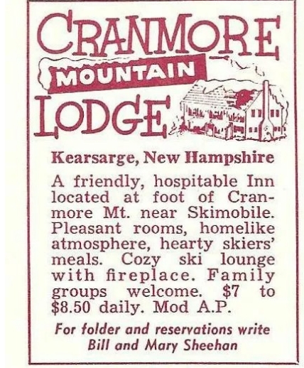 Older paper ad for Cranmore Mountain Lodge