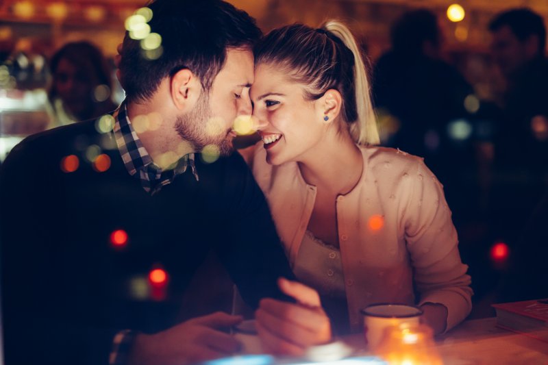 young couple at romantic dinner 